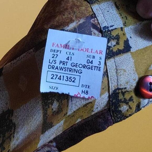 Vintage Brown Mesh Patterned Blouse, L - Picture 4 of 4